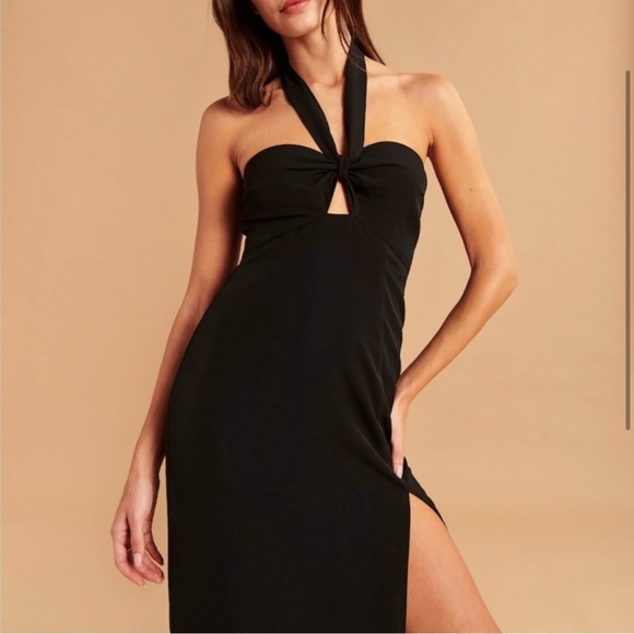 Abercrombie Knot-Front Cutout Halter Midi Dress XS - Picture 2 of 7